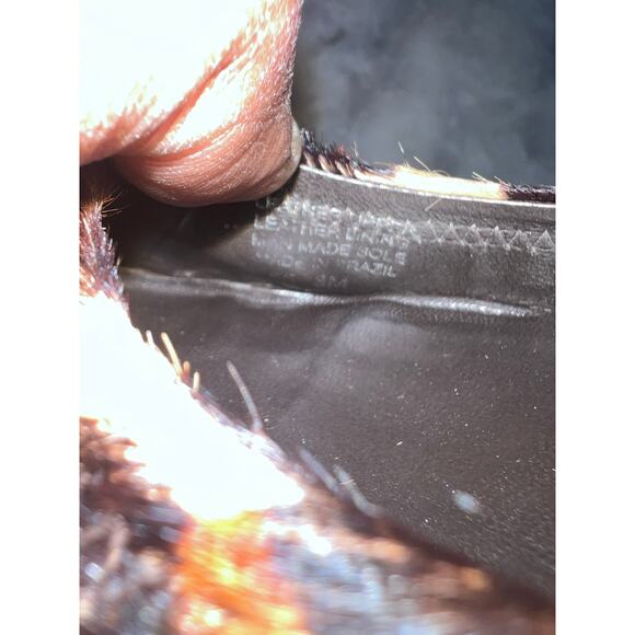 Tory Burch Eddie Leopard Calf Hair Ballet Flats Gold Logo Size 8 Made in Brazil - Picture 12 of 13